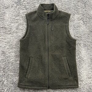 SmartWool Vest Men Medium Green Hudson Trail Fleece Wool Blend Full Zip Hiking